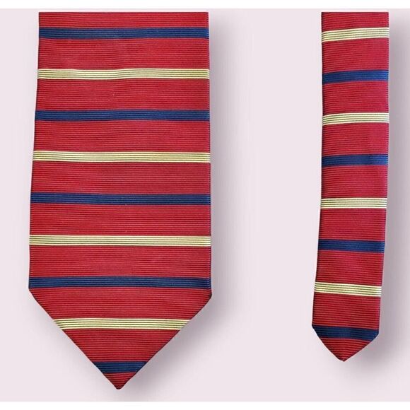 Brooks Brothers Makers Blue, Red & Gold Striped Necktie Tie Preppy | Ivy | Trad - Picture 3 of 4
